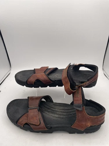 Timberland sandalo trekking uomo taglia 13M pelle marrone punta aperta cinturini regolabili