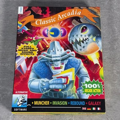 Klassisches Arcadia Amiga Spiel - mit Handbuch Big Box Muncher Invasion Rebound Galaxy