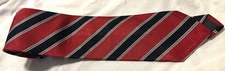Vintage Ferrell Reed Nordstrom Regimental Repp Silk Tie Red Navy Stripe 