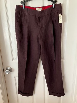 ETRO Milano Linen Wide Leg  Cuff 4 Pckts Low rise Brown Men's Trousers/Pants 42