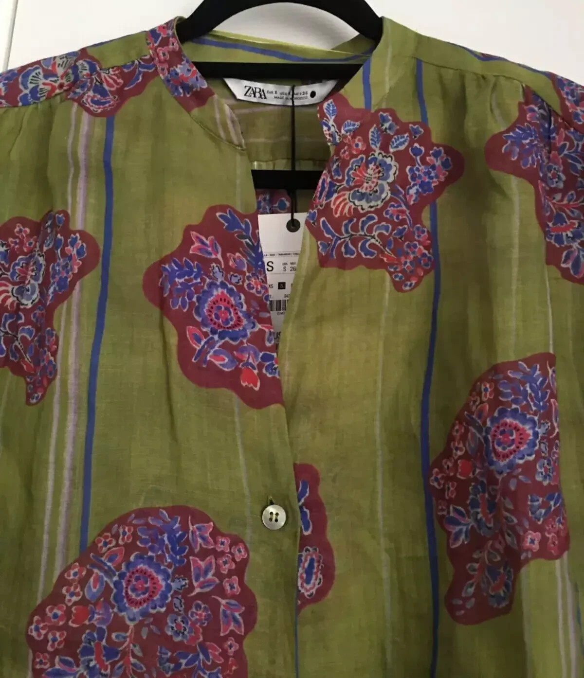 ZARA ZW COLLECTION  OVERSIZE PRINTED RAMIE BLOUSE ~ XSmall