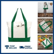 1-Pack Canvas Tote Bag with an External Pocket, Reusable Grocery Shopping Bag...