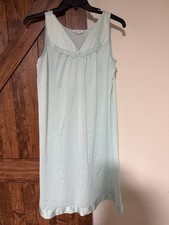 Vintage Vanity Fair Light Blue Nylon Satin Trim Sleeveless Night Gown. Size M