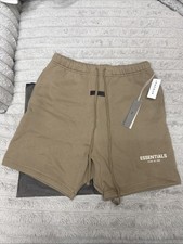 Essentials Fear of God Men  s Medium OakCotton Fleece Sweat Shorts 160BT212005F