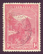 TASMANIA &bull; Type 1 cds postmark on 1d Pictorial &bull; LONGLEY &bull; Inverted "4"
