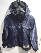 Vintage RL Ralph Lauren Polo Jeans Co Blue Windbreaker Hoodie Jacket Medium