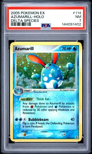 2005 POKEMON EX DELTA SPECIES #114 AZUMARILL-HOLO PSA 7
