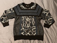 Vintage Colore Italia Wool Blend Sweater Mens Medium Black Gray Aqua Knit