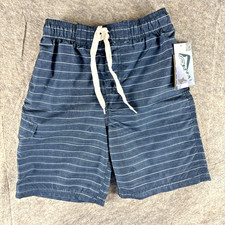 NEW Kanu Surf Boys Swim Trunks L 7 Navy White Stripes Mesh Cargo Quick Dry