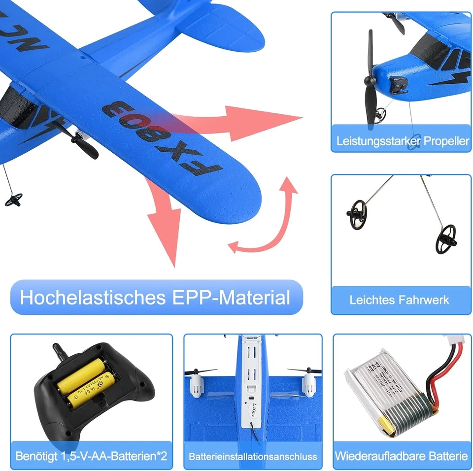 FX-803 RC-Flugzeug Wingspan 2-Kanal EPP 2.4GHz Fernsteuerung Fixed Wing Plane - Bild 4 von 4