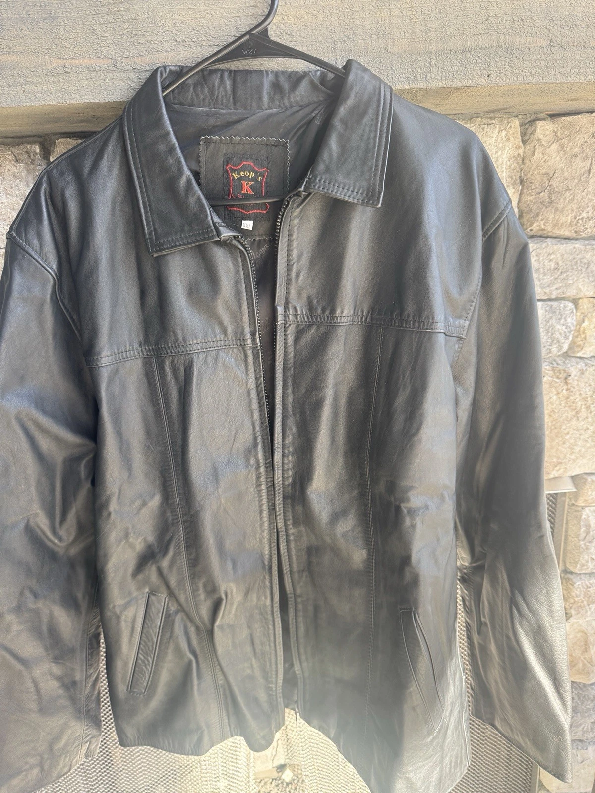 Men’s Genuine Argentinian Leather Jacket Zipper XXL Black – Handcrafted Vintage image 1