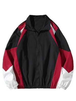 Men's Varsity Jacket Color Block Windbreaker Lightweight Casual Streetwear Coat