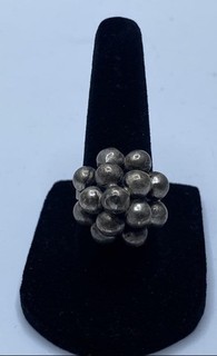 Mexico Sterling Silver Ball Cluster Ring 8.2g