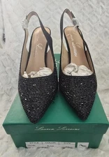 9883 New Lauren Lorraine Rachel Slingback Black Heels Size 8.5 Msrp $150
