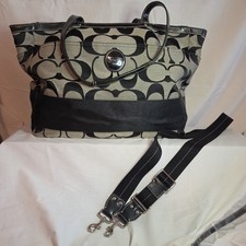 Bolso de Mano Coach 17443 Sig C Cuero Negro Pañales Bebé Usado con Cambiador