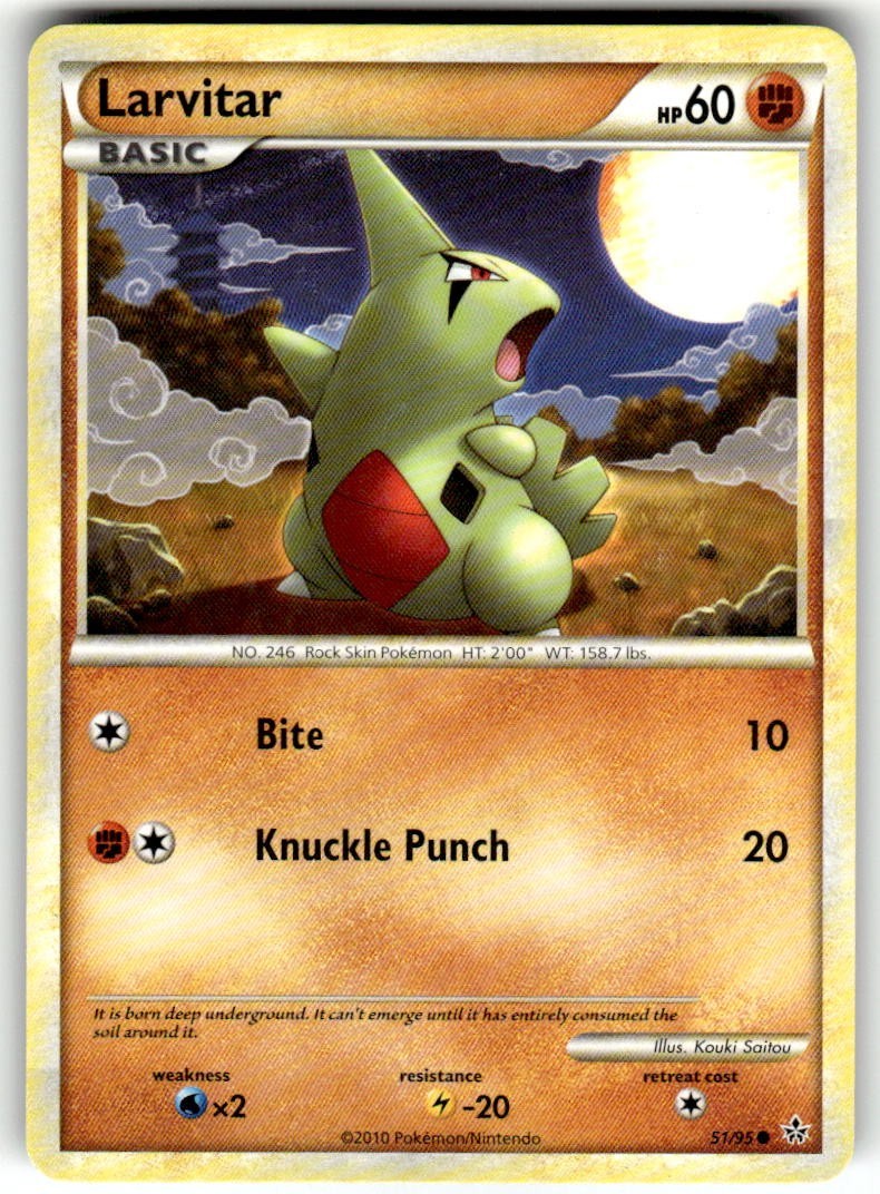 Larvitar - HGSS Unleashed 51/95 Kouki Saitou Pokemon Card LP