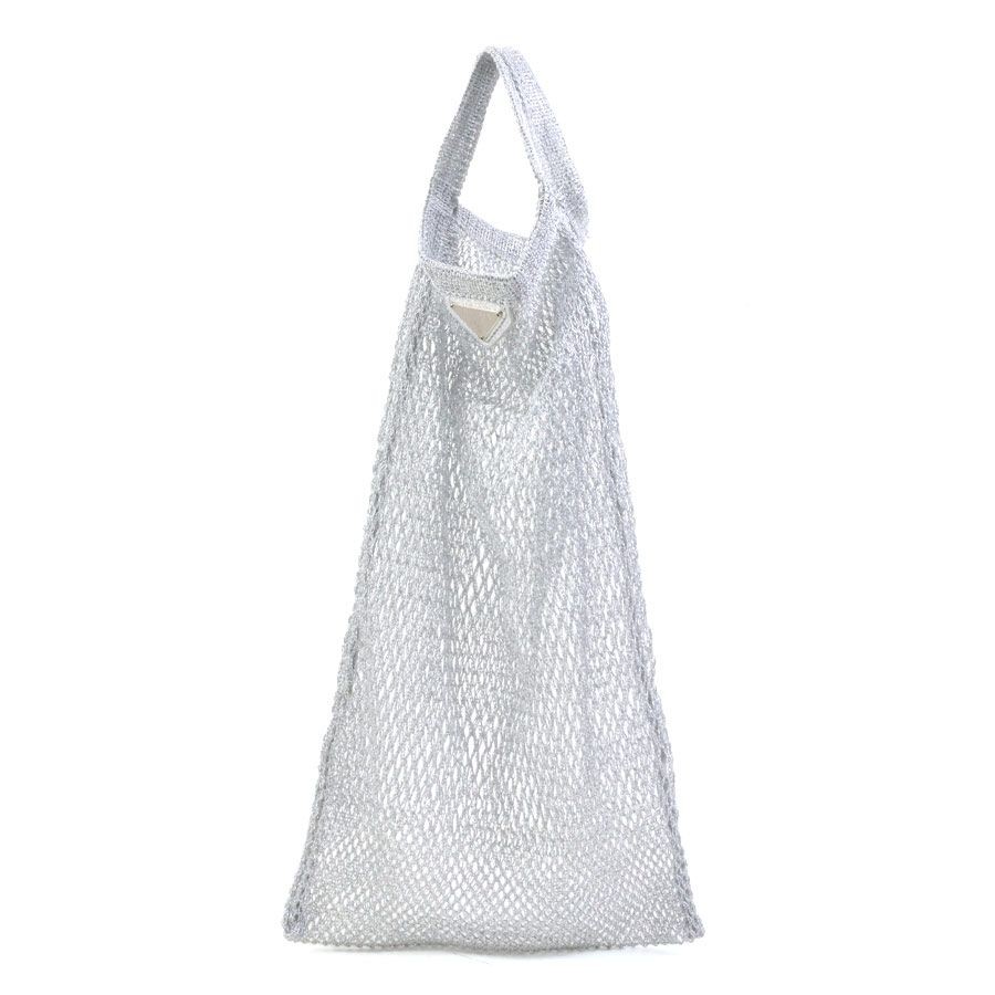 Prada Mesh Bag Silver Cotton Women's Handbag Authentic Italy Prada Mesh Bag Silver Cotton Women's Handbag Authentic Italy