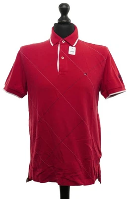 Tommy Hilfiger Herren Poloshirt Polohemd S rot Karo Kurzarm Piqué 100% Baumwolle - Bild 1 von 4