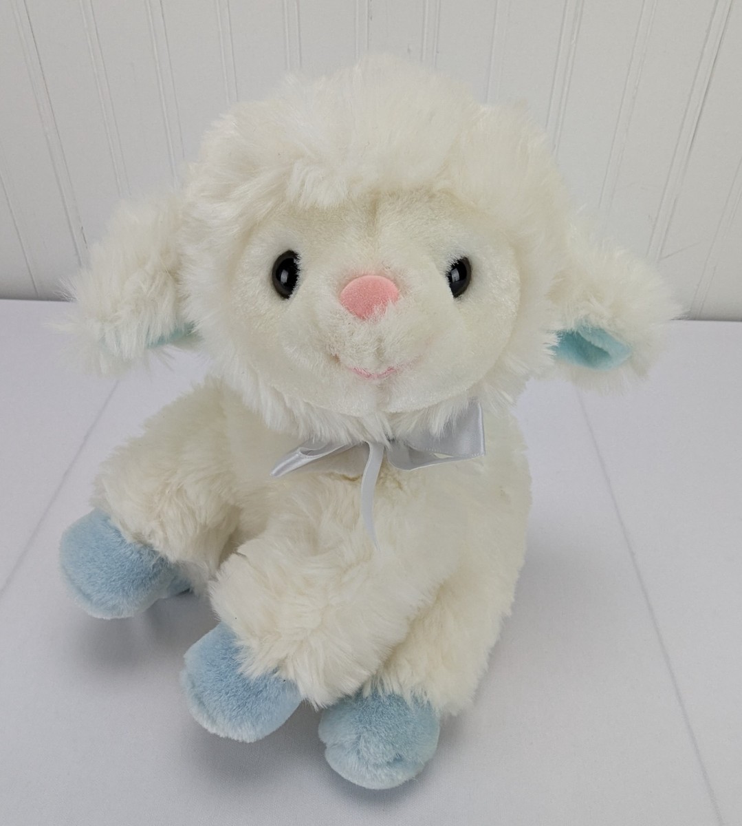 Rare Vintage Walmart White Lamb Blue Feet Plush 9