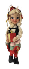 Adorno Flexible Niña Holandesa Vacaciones Vintage Elfo Como 6.5" Alto Hecho en Japón