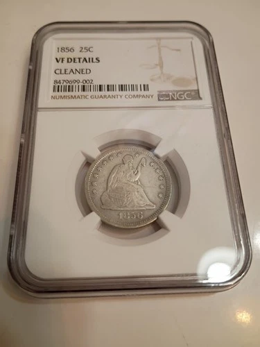 1856 25C Liberty Seated Quarter Coin NGC  VG Details CLEANED #012