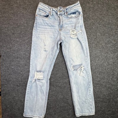 S.O.N.G. Timeless Fit Jeans Womens 5/27 Light Wash Distressed Straight Leg Denim
