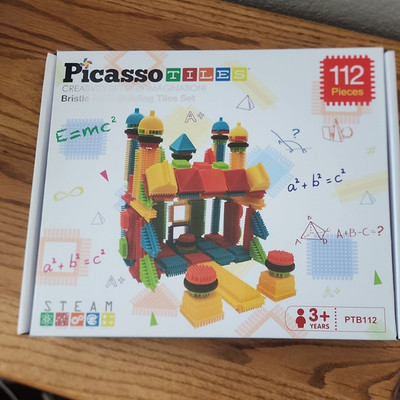 PicassoTiles Bristle Lock Building Tiles Set PTB112 112pc STEAM 3+