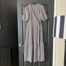 Nobody's Child Nina Black & White Gingham Midi Wrap Dress Size 8
