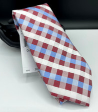 Tommy Hilfiger Men's Silk Blend Tie Red Plaids Checks NEW MSRP: 69.50