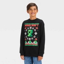 Minecraft Holiday Christmas Pullover Sweatshirt Black Size XL Boys