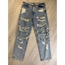 Carmar Denim High Rise Extreme Distressed Straight Leg Jeans Light Wash Size 26
