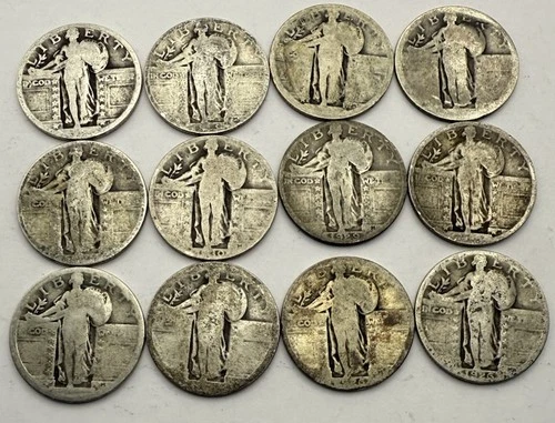 12-Standing Liberty Silver Quarters-Datless/Partial Date-Circ-3 DAY FLASH SALE!