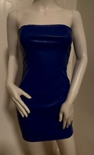 NWT! PrettyLittleThings Strapless Royal Blue Faux Leather Bodycon Mini Dress 6