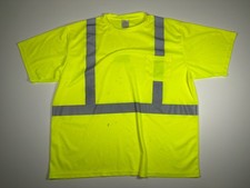Uline Work Shirt Men 3X High Vis Yellow Reflective Safety Pocket