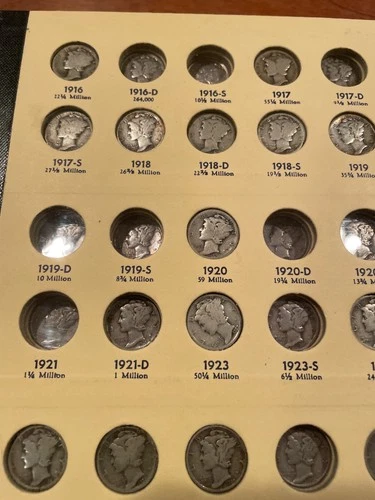 Book of 56 Dimes in an album 1916-1945