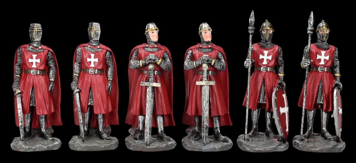Hand-Painted Ritter Figures 6-Piece Set Red Medieval Knight Figurine