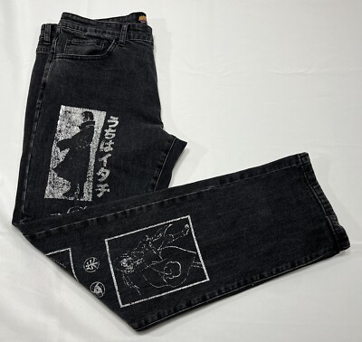 Naruto Hypland Denim Jeans 34 X 30 Sasuke  And Itachi Uchiha Black Dark Wash