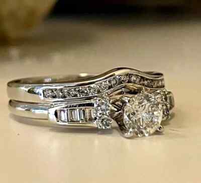 14k White Gold Plated 2Ct Round Cut Lab Created Diamond Bridal Set ...