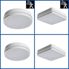18W Bulkhead LED Motion Sensor Ceiling Security Outdoor IP54 4000K White Light 