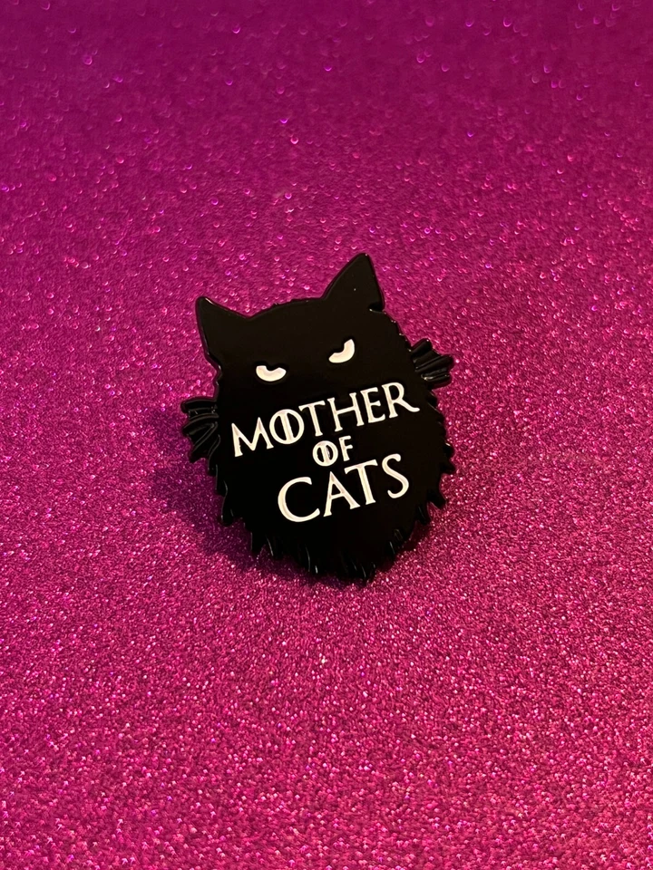 Mother of Cats Enamel Pin – Gothic Black Cat Badge | Game of Thrones Parody Gift - Image 3 of 4