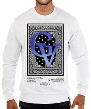 Avenue George V Paris Sweatshirt White GV Logo Rhinestone S M L XL 2XL GV-2606