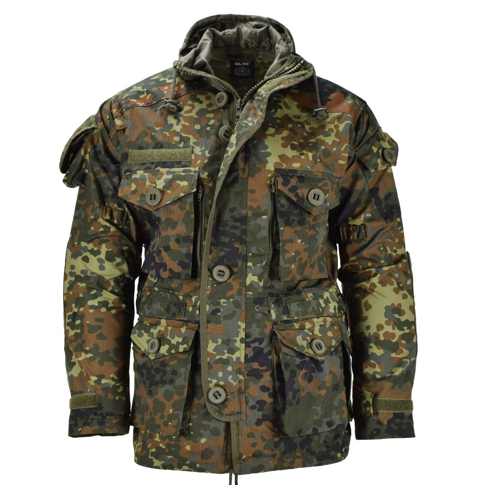 Mil-Tec Brand Jacket RipStop Smock German army Flecktarn Camo Parka Men's  wear