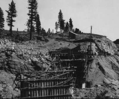 PHOTO PRINT Construction Rock Quarry Workers Timber Supports Mountains