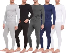Men Microfiber Fleece Thermal Winter Lined Long Johns Warm Underwear Shirt Pants