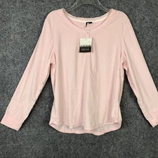 Kensie Lounge Henley Top Women Large Soft Pink  Long Sleeve NWT