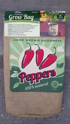Panacea Vintage Styled 10 Gallon Burlap Reusable Peppers Grow Bag Pot w/Handles