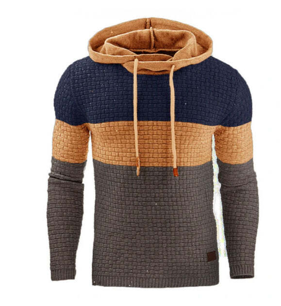 European and American Men's Jacquard Sweater Longsleeved Hoodie Warm