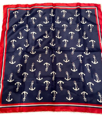 Nautical Theme Polyester Scarf 27" by 27" Red/White/Blue Machine Washable Japan