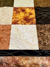 Lava Batik/Cotton Quilt 62" x 78 1/2" Handmade Orange, Black, Brown