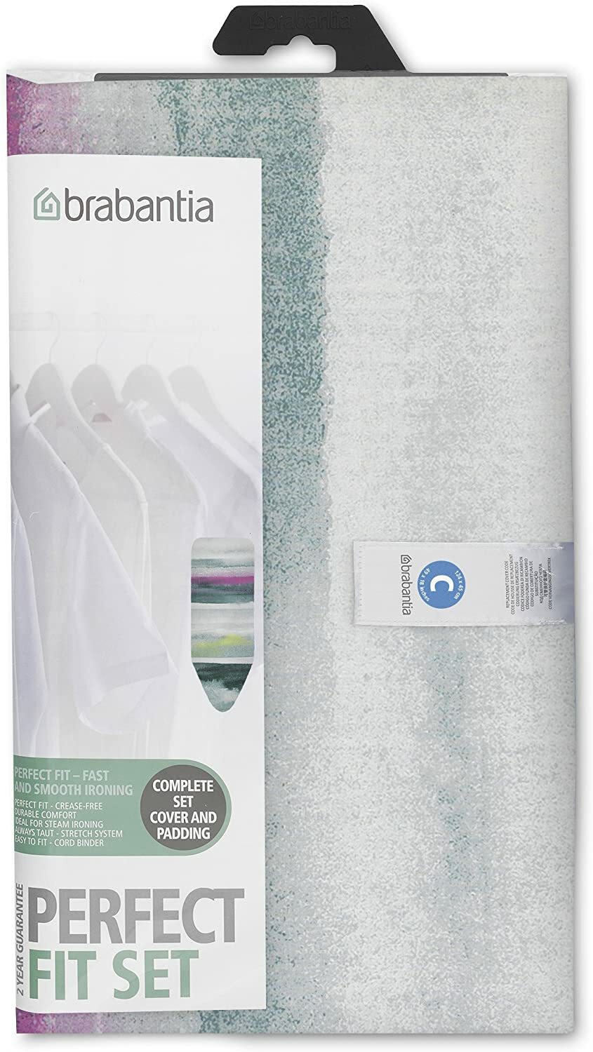 Brabantia Ironing Board Cover, 2mm Foam Morning Breeze, size C (124x45